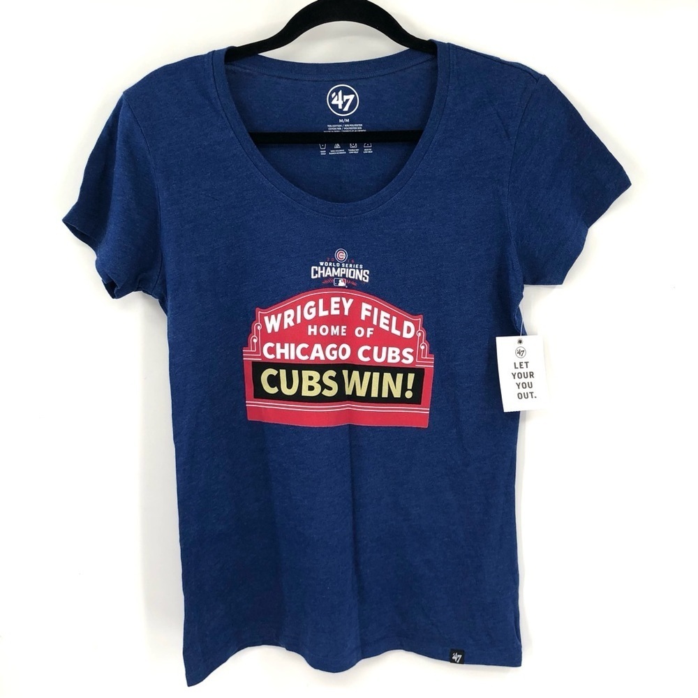 '47 Chicago Cubs MLB V Neck Shirt Short Sleeve Blue NWT M Fan Wrigley Field New